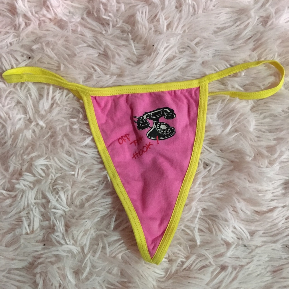 Early 2000s pink & yellow Rampage thong “off the hook” thong 💛💖